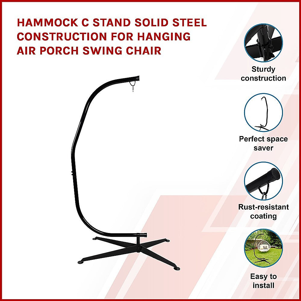 NNEDSZ Hammock C Stand Solid Steel Construction for Hanging Air Porch Swing Chair